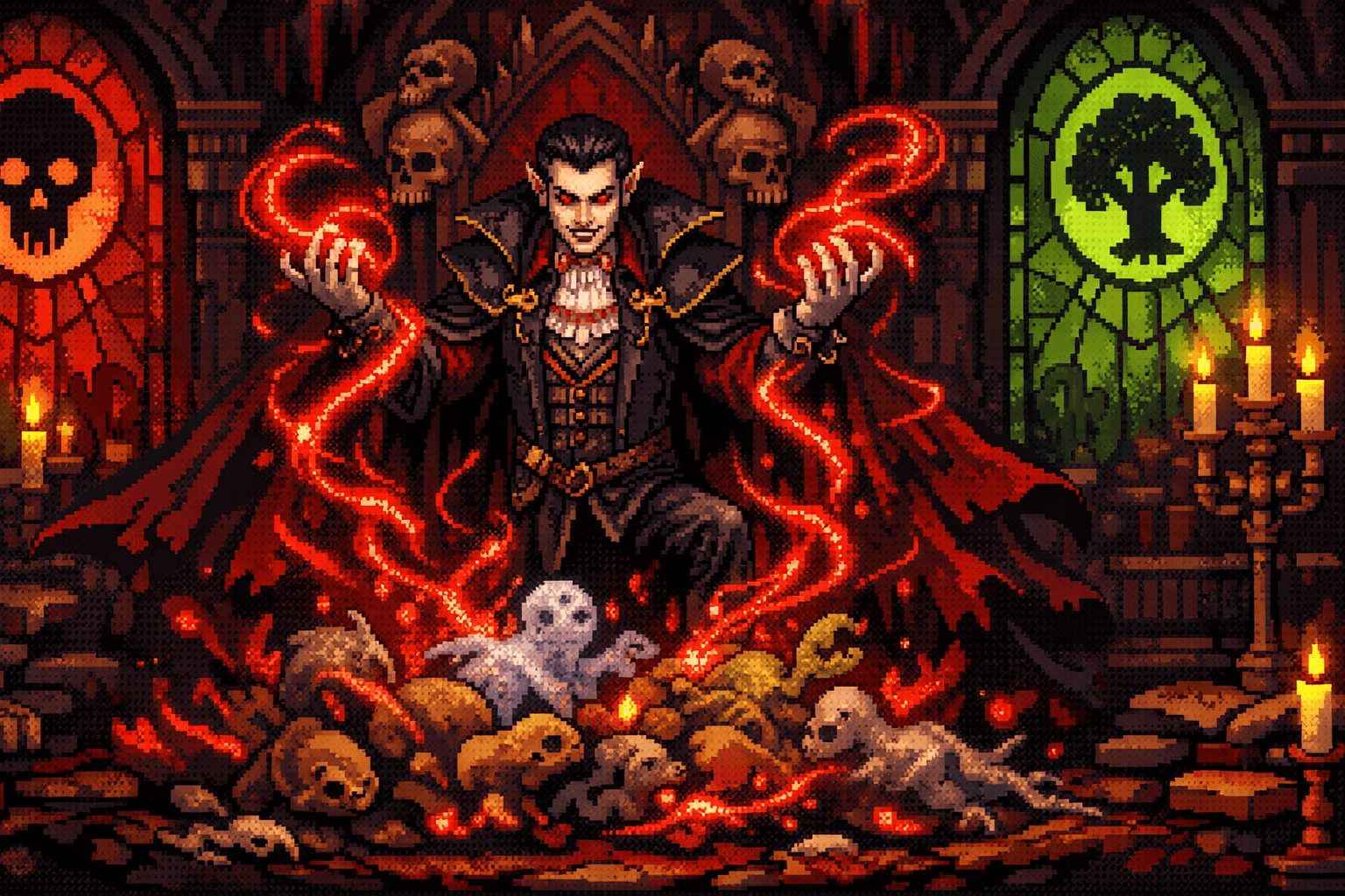 A vampire sitting on a throne - sacrifice / aristocrates theme